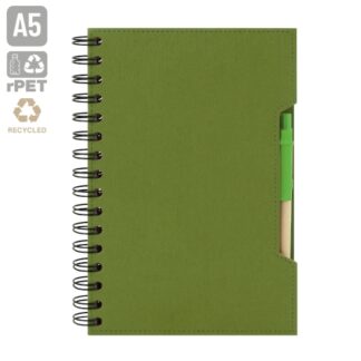 Caderno a5 com caneta eco "green life"