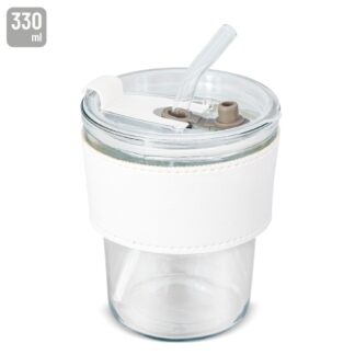 Copo 330 ml com canudo de vidro "delicatessen"