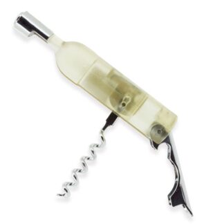 Sacacorchos forma botella blanco